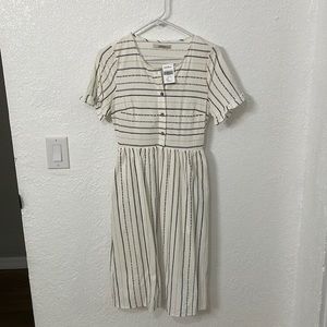 Bohme Cream and Black Striped Midi Dress